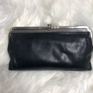 Black leather clutch wallet